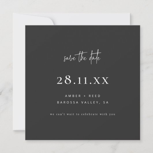 Eenvoudige, moderne, minimalistische vierkant met save the date (Voorkant)
