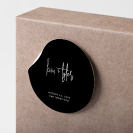 Eenvoudige moderne minimalistische zwart-wit bruil ronde sticker