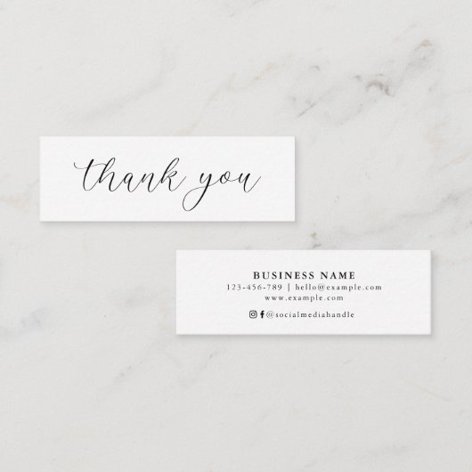 Eenvoudige moderne minimalistische zwart-wit dank  mini visitekaartje (Voorkant / Achterkant)