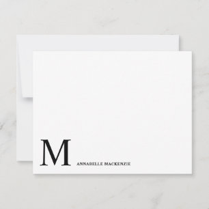 Eenvoudige Moderne Minimalistische Zwarte Monogram Notitiekaartje