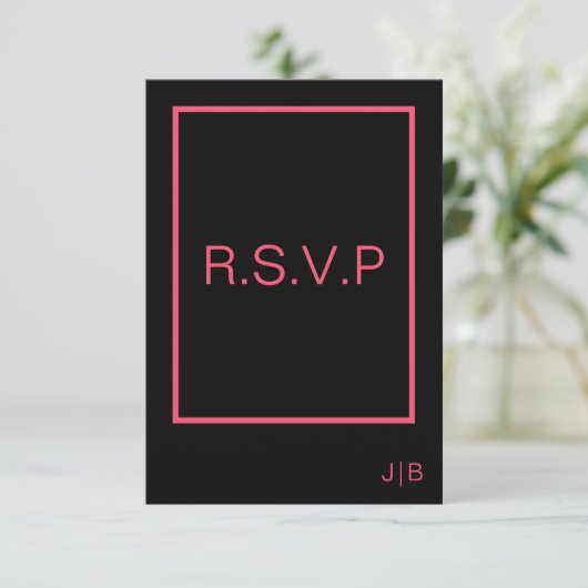 Eenvoudige moderne monogram bruiloft RSVP KAART (Staand voorkant)