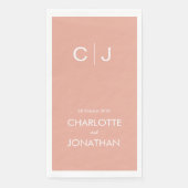 Eenvoudige Moderne Monogram Perzik Huwelijk Servet (Voorkant)