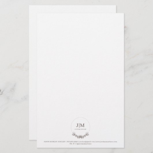 Eenvoudige Moderne Monogram Sieradenmaker Vierkant Briefpapier (Voorkant / Achterkant)