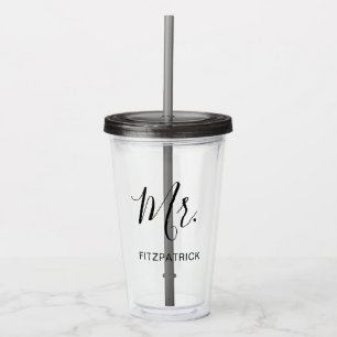 Eenvoudige moderne Mr. Groom Pas getrouwd Elegant Acryl Drinkbeker