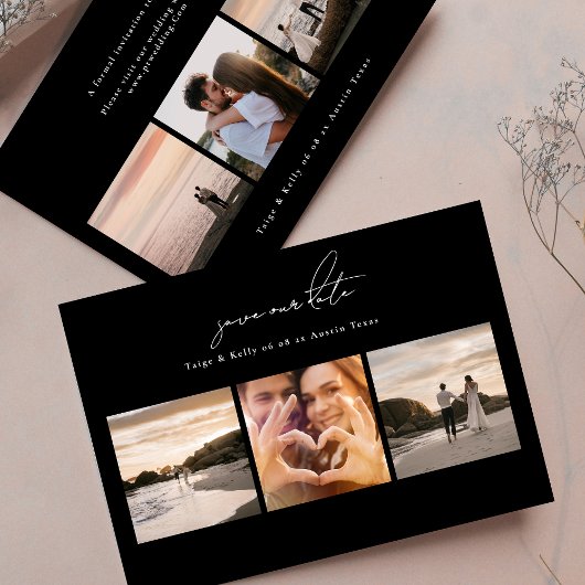 Eenvoudige moderne multi foto collage bruiloft save the date