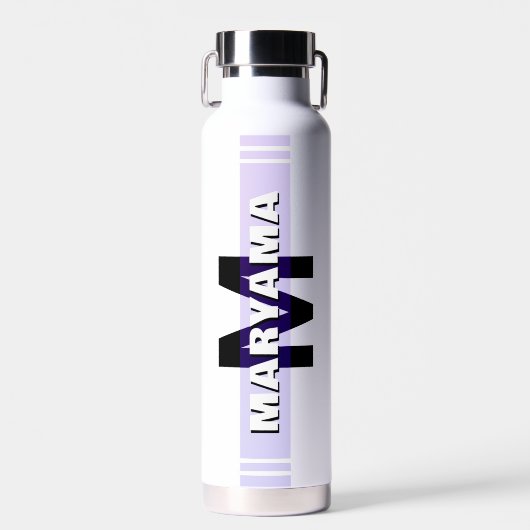 Eenvoudige Moderne Naam & Initiaal | Aangepaste Mo Waterfles (Voorkant)