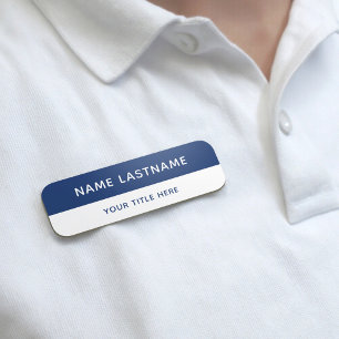 Eenvoudige Moderne Navy Blauwe Witte Titelspeld Ma Naamplaatje
