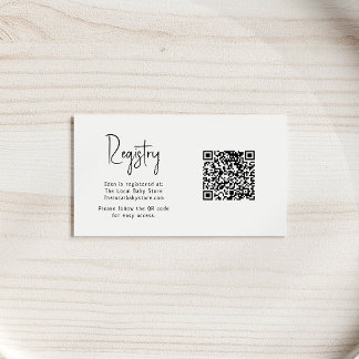 Eenvoudige moderne Neutral Baby shower Registry QR Informatiekaartje