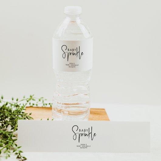 Eenvoudige moderne Neutral Baby Sprinkle Waterfles Etiket
