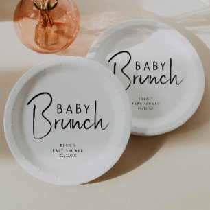 Eenvoudige moderne neutrale Baby brunch Papieren Bordje
