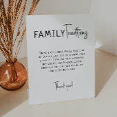 Eenvoudige moderne neutrale familietradities reclamebord met voetstuk