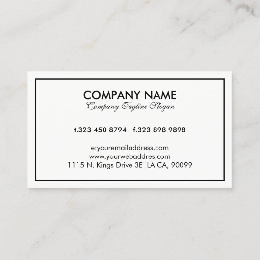 Eenvoudige moderne omkeerbare zwart-witte rand visitekaartje (Achterkant)