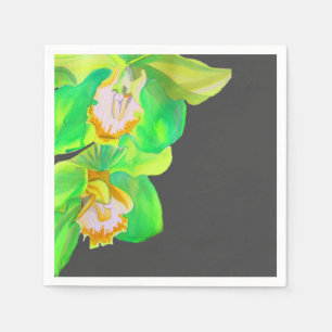 Eenvoudige, moderne orchidee waterverf, bloem servet