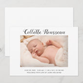 Eenvoudige moderne pasgeboren Baby Fotogeboorte ge Aankondiging (Voorkant / Achterkant)