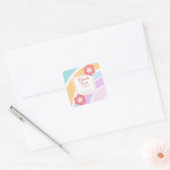 Eenvoudige moderne pastel regenboog bloem dank u vierkante sticker (Envelop)
