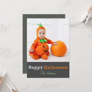 Eenvoudige, moderne persoonlijke Halloween-fotokaa Kaart