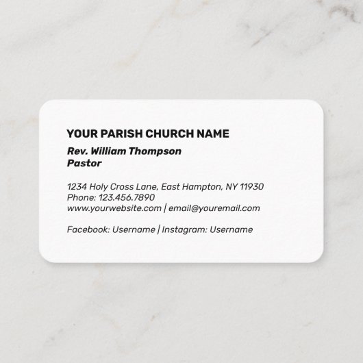 Eenvoudige moderne predikant-en-religieuze kerk visitekaartje (Achterkant)