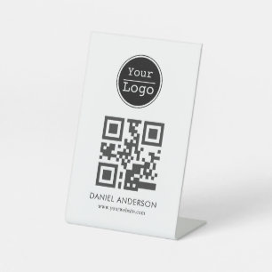 Eenvoudige moderne professionele logo en QR Reclamebord Met Voetstuk