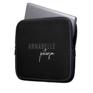 Eenvoudige moderne professionele zwarte minimalist laptop sleeve