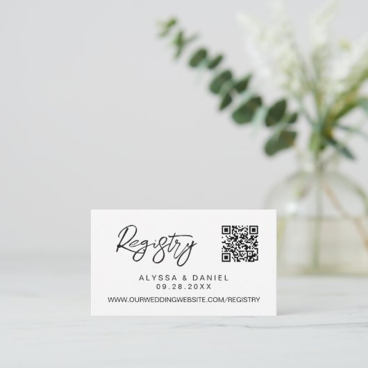 Eenvoudige Moderne QR-code bruiloft register aange Informatiekaartje (Staand voorkant)