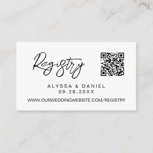 Eenvoudige Moderne QR-code bruiloft register aange Informatiekaartje (Voorkant)