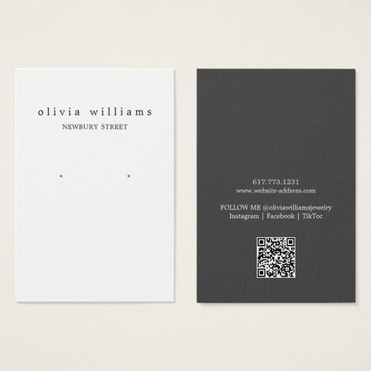 Eenvoudige moderne QR-code Earring Display Kaart (Voorkant /achterkant)