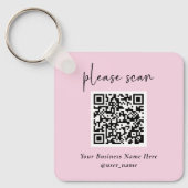 Eenvoudige Moderne QR-code met Logo Terug | Blush  Sleutelhanger (Voorkant)