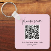 Eenvoudige Moderne QR-code met Logo Terug | Blush  Sleutelhanger (Voorkant)