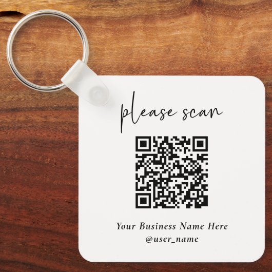 Eenvoudige Moderne QR-code met Logo Terug | Sleutelhanger (Voorkant)