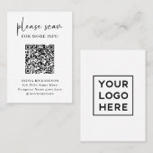 Eenvoudige Moderne QR-code met Logo Terug | Visitekaartje (Voorkant / Achterkant)