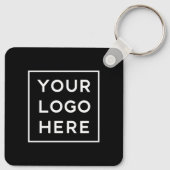 Eenvoudige Moderne QR-code met Logo Terug | Zwart Sleutelhanger (Achterkant)