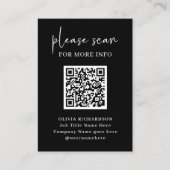 Eenvoudige Moderne QR-code met Logo Terug | Zwart Visitekaartje (Voorkant)