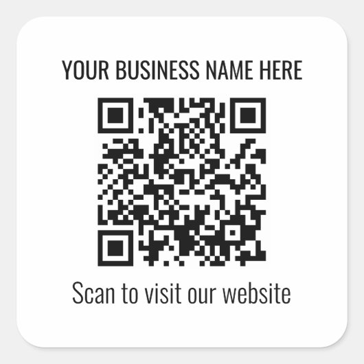 Eenvoudige, moderne QR-code Square Sticker (Voorkant)