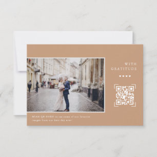 Eenvoudige moderne QR-code   Weddenfoto Hartelijk  Bedankkaart
