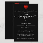 Eenvoudige, moderne Red Heart Black-opname Briefpapier (Voorkant / Achterkant)