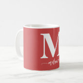 Eenvoudige, moderne Rode Monogram Mok (Voorkant links)