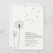 Eenvoudige Moderne Rook Zwart Paardebloem Bruiloft Kaart (Voorkant)