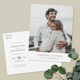 Eenvoudige, moderne Roos Gold Photo Save the Date Uitnodiging Briefkaart