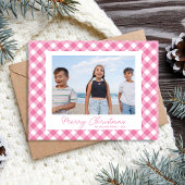 Eenvoudige moderne roze kerst Kaart