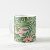 Eenvoudige moderne roze palmblad tropische bloemen koffiemok (Voorkant links)