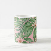 Eenvoudige moderne roze palmblad tropische bloemen koffiemok (Center)