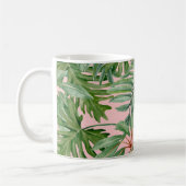 Eenvoudige moderne roze palmblad tropische bloemen koffiemok (Links)