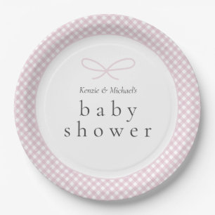 Eenvoudige Moderne Roze Plaid Bow Papieren Bordje