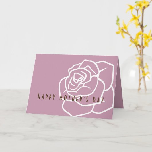 Eenvoudige Moderne Roze Roze Moederdag Kaart (Gele Bloem)