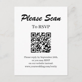 Eenvoudige moderne RSVP met QR-code bijgevoegde ka Informatiekaartje