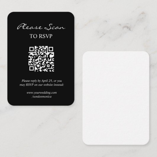 Eenvoudige Moderne RSVP met QR Code Enclosure Kaar Informatiekaartje (Voorkant / Achterkant)