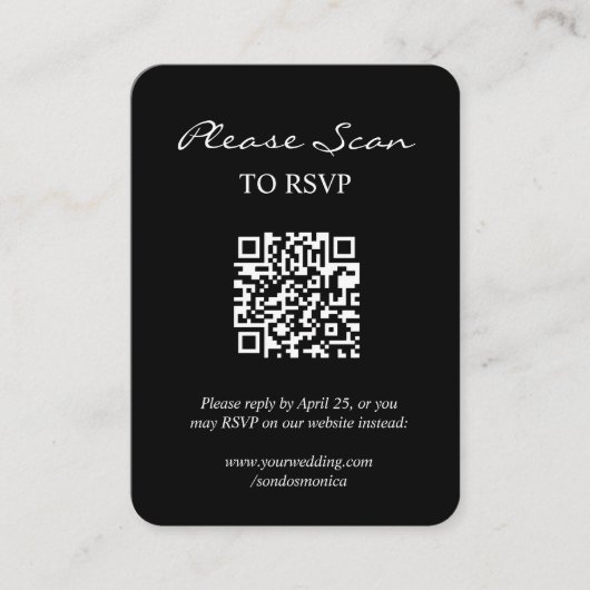 Eenvoudige Moderne RSVP met QR Code Enclosure Kaar Informatiekaartje (Voorkant)