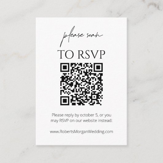 Eenvoudige moderne RSVP met QR-code Informatiekaartje (Voorkant)
