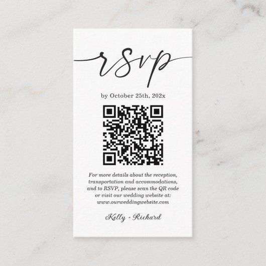 Eenvoudige moderne RSVP Online QR Code Informatiekaartje (Voorkant)