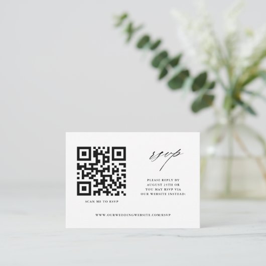 Eenvoudige moderne RSVP-website met QR-code Informatiekaartje (Staand voorkant)